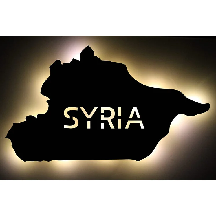 Syrien personalisiert mit Wunschtext Syria سوريا Lasergravur LED Schlummerlicht