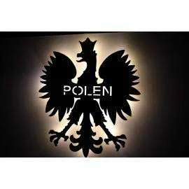 Polen - polnische Wappen - Lasergravur LED ˈpɔlska Wunschtext Schlummerlicht