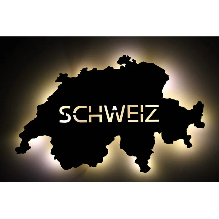 Swiss personalisiert mit Wunschtext Switzerland Lasergravur LED Schlummerlicht