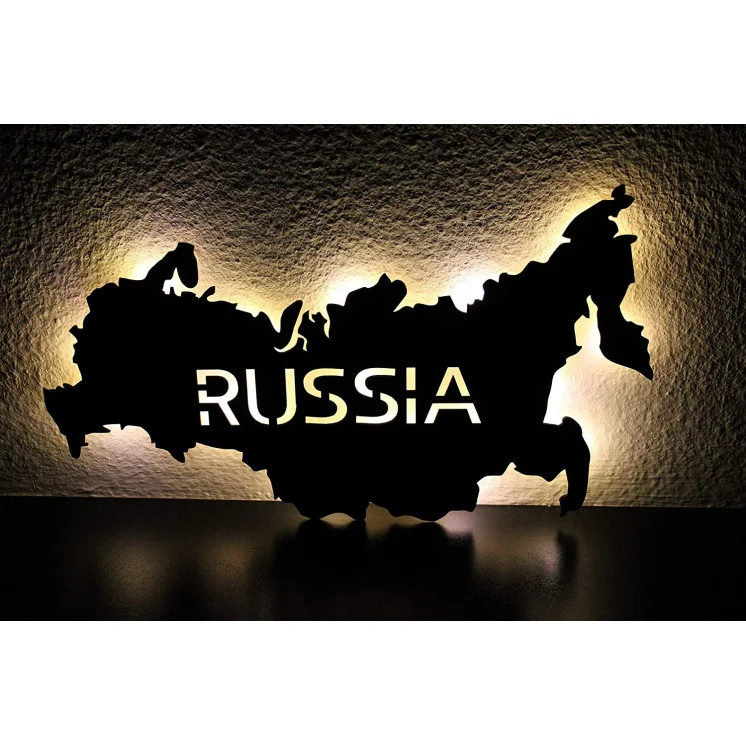 Russland personalisiert mit Wunschtext Russia Россия Lasergravur LED Schlummerlicht