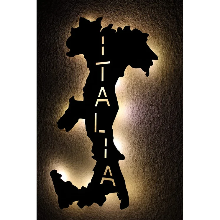 Italien personalisiert mit Wunschtext Italy Italia Türkiye Lasergravur LED Schlummerlicht