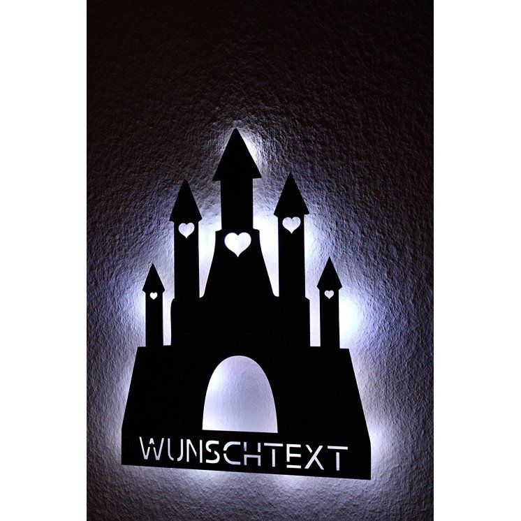 Traumschloss LED Schlummerlicht, Schloss personalisiert mit Wunschtext Lasergravur Nachtlicht