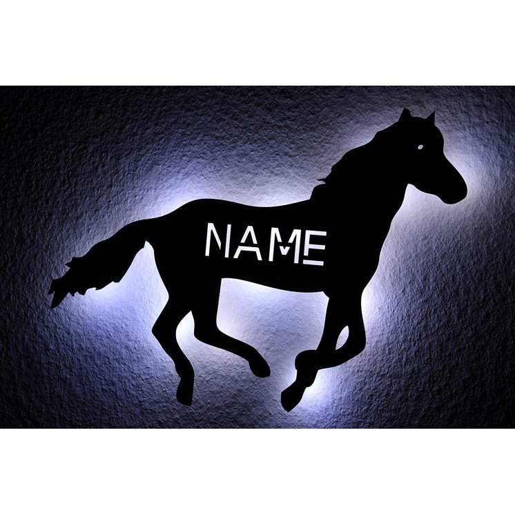 Rennpferd Tier LED ,Spielzeug Pferd personalisiert mit Wunsch Namen Lasergravur Schlummerlicht