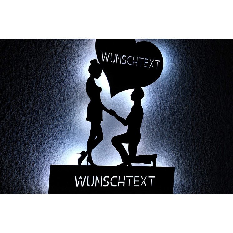 Liebespaar Liebessymbol Herz personalisiert mit Wunschtext Lasergravur LED Schlummerlicht