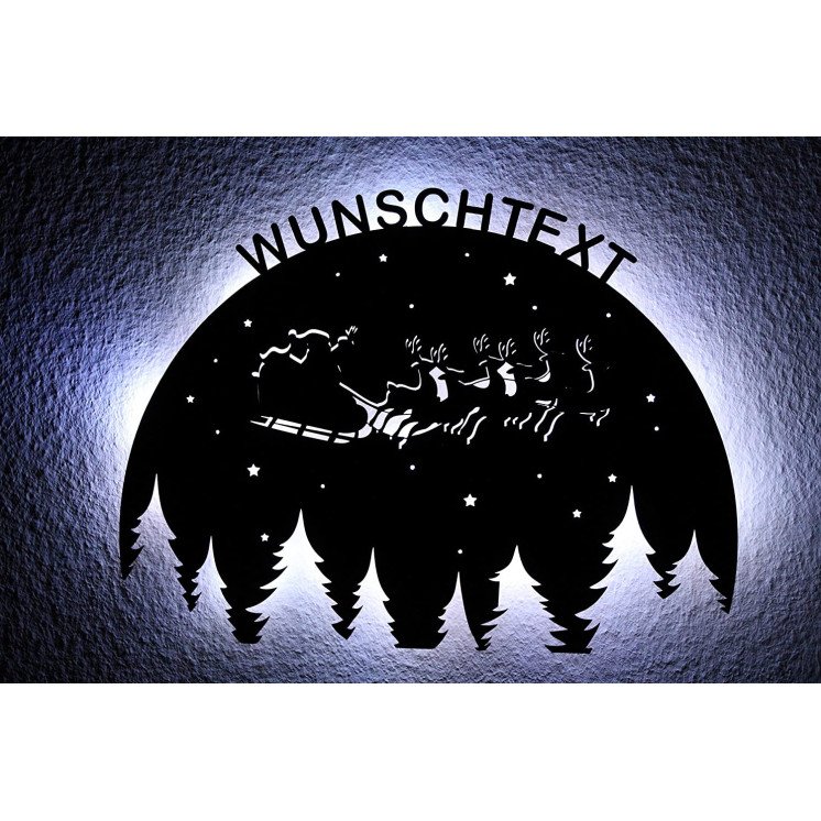 Weihnachtsmann Schlitten Schlummerlicht personalisiert mit Wunschtext oder Name Lasergravur Schlummerlicht