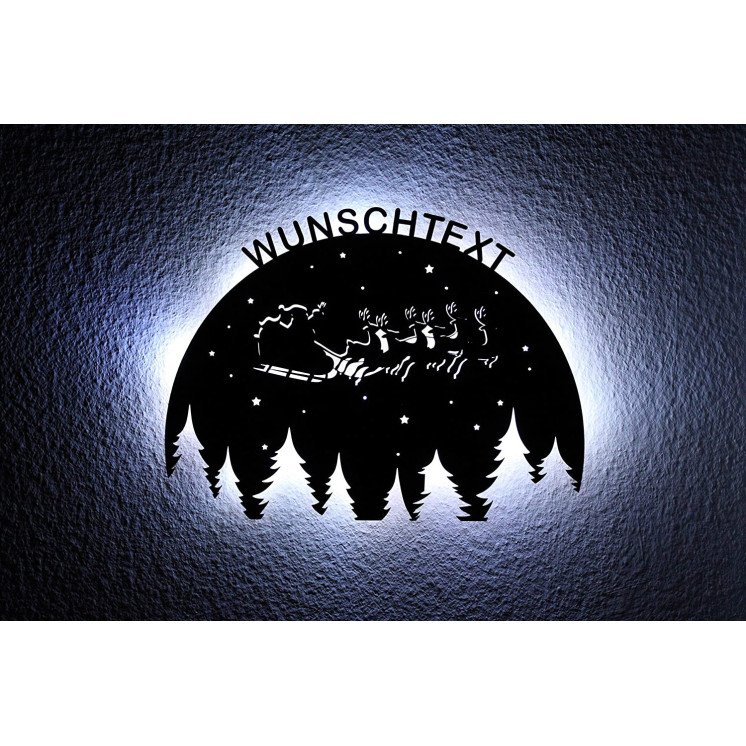Weihnachtsmann Schlitten Schlummerlicht personalisiert mit Wunschtext oder Name Lasergravur Schlummerlicht