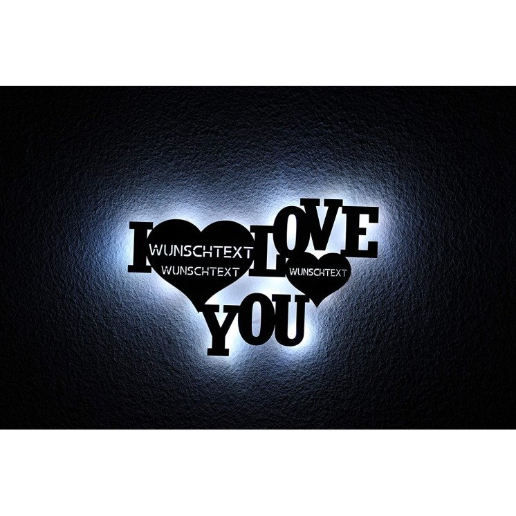 I Love You LED Schlummerlicht personalisiert mit Wunschtext Lasergravur Schlummerlicht