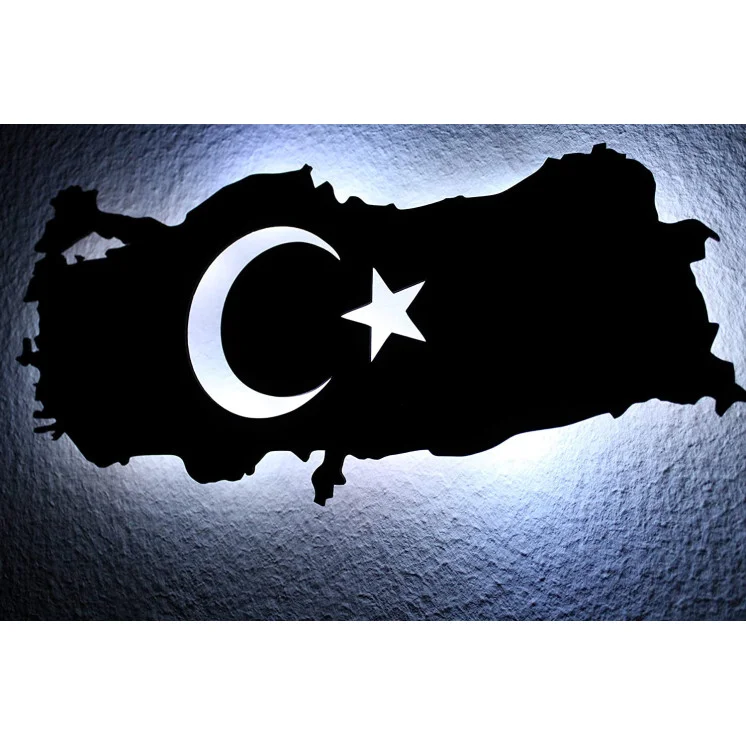 Türkei Karte mit türkischem Wappen Emblem Türkiye Schlummerlicht Nachtlicht Deko LED Stern und Halbmond Turkey Geschenk
