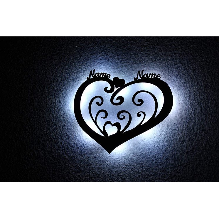 Herz LED Nachtlicht Herzchen Schlummerlicht Deko ,personalisiert mit Wunsch Namen