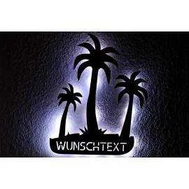 Schlummerlicht Led Drei Palmen personalisiert mit Wunschtext, Lasergravur