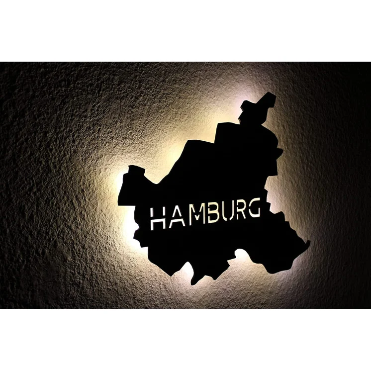 Led "Hamburg" personalisiert mit Wunschtext Lasergravur Schlummerlicht für Schlafzimmer Wohnzimmer Geschenk