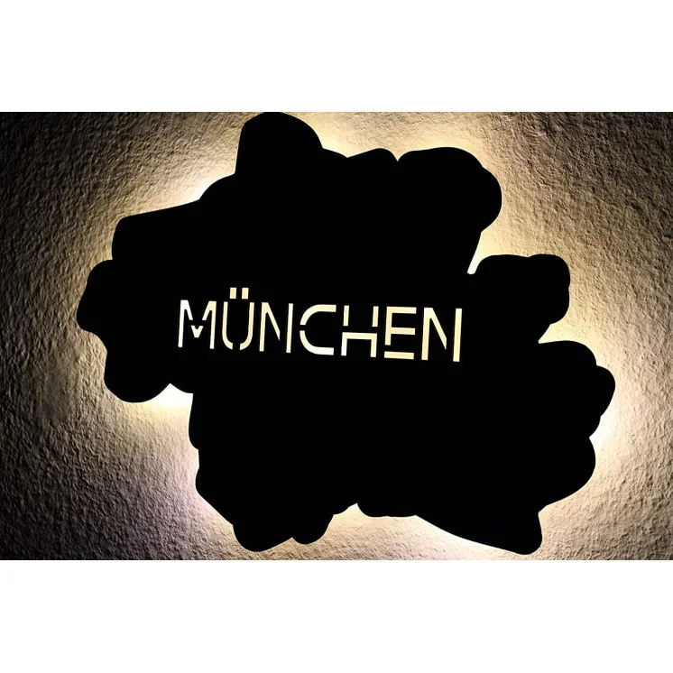Led "München" personalisiert mit Wunschtext Lasergravur Schlummerlicht für Schlafzimmer Wohnzimmer Geschenk