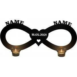 Teelichthalter - wand Unendlichkeitszeichen mit Namen Liebe Liebesbeweise zur Hochzeit Verlobung Jahrestag - Geschenk