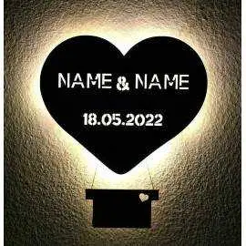 Herz Heißluftballon Led Deko Schlummerlicht personalisiert mit Ihren Namen & Datum Nachtlicht Lasergravur