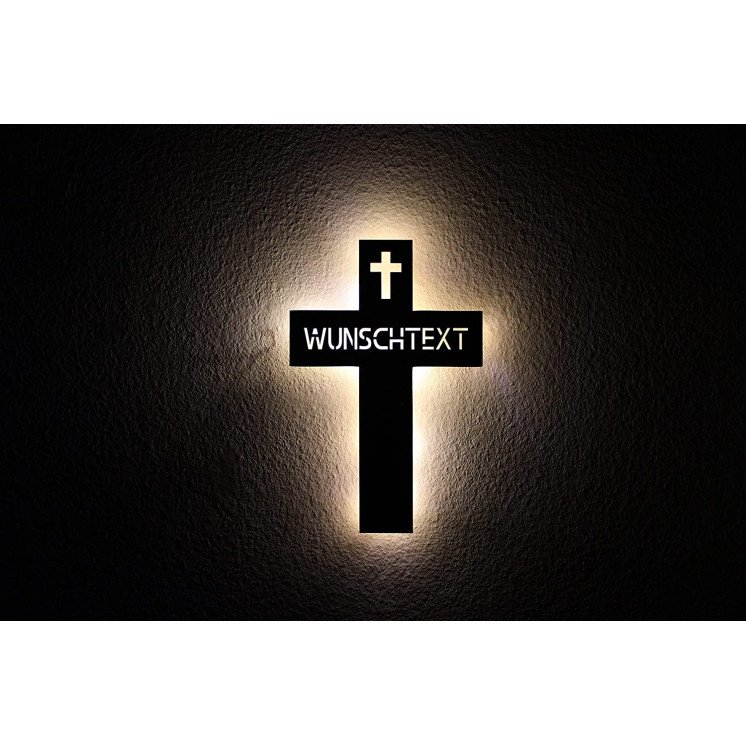 Kreutz mit Wunschtext - Schlummerlicht LED, Christusstatue Lasergravur Nachtlicht Geschenk für Mutter Vater Oma Opa