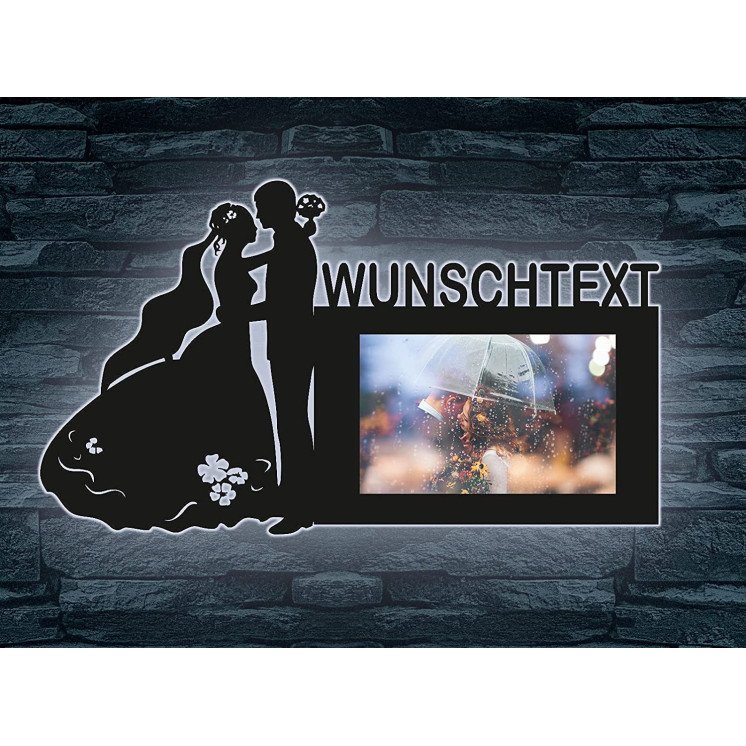 Schlummerlicht Brautpaar personalisierte Bilderrahmen 10x15 cm Wunschname Liebesbeweis