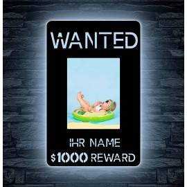 Schlummerlicht Led deko "Wanted" mit Bilderrahmen für dein Foto 20 x 15 cm Gesucht Nachtlicht Geschenk für ihr Kind