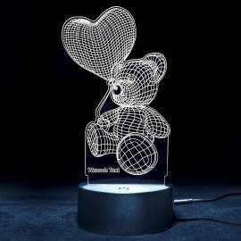 3D Illusion Teddybär Ballon Lampe Tischlampe 16 Farben USB