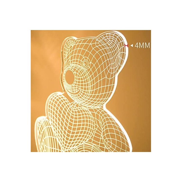 3D Illusion Teddybär Lampe personalisiert mit Wunschtext Herz