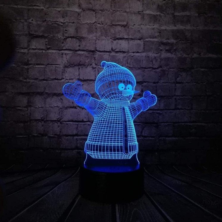 3D Illusion Schneemann Lampe Nachtlicht Tischlampe 16 Farben
