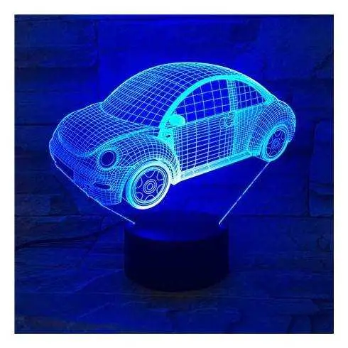 3D Illusion Auto Lampe personalisiert mit Wunschtext Car Nachtlicht  Tischlampe 16 Farben USB