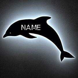 Delfin Schlummerlicht Nachtlicht Delfine Spielzeug Tier LED Deko ,personalisiert mit Wunsch Namen