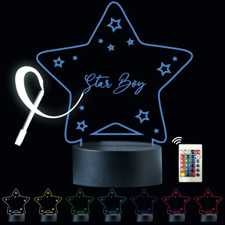 Acryl-Tafel trocken abwischbar, leuchtende transparente Notiztafel, LED-Lichttafel (Star)