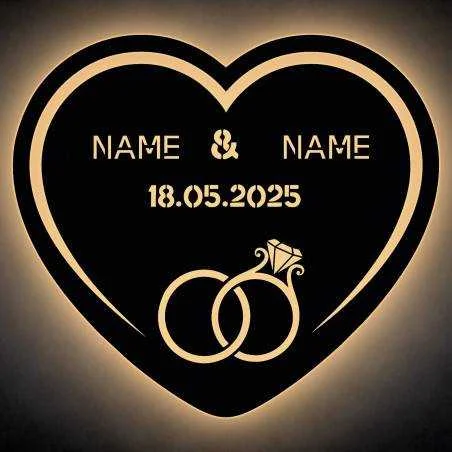 Herz Geschenke Deko mit Namen und Datum mit Bilderrahmen personalisiert zum Aufhängen