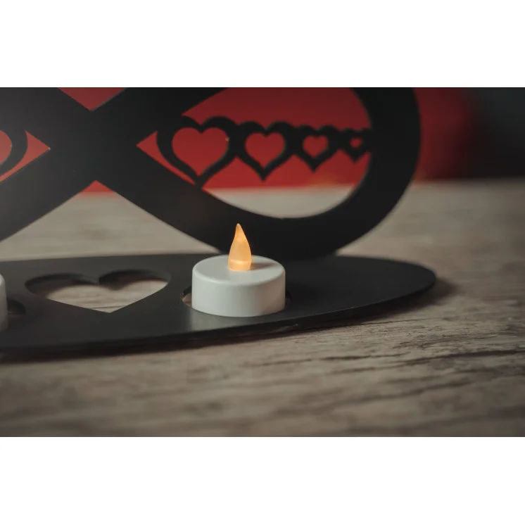 LED Teelichtern Unendlichkeitszeichen mit Herz mit 2 wunschtext personalisiert zum Geschenk