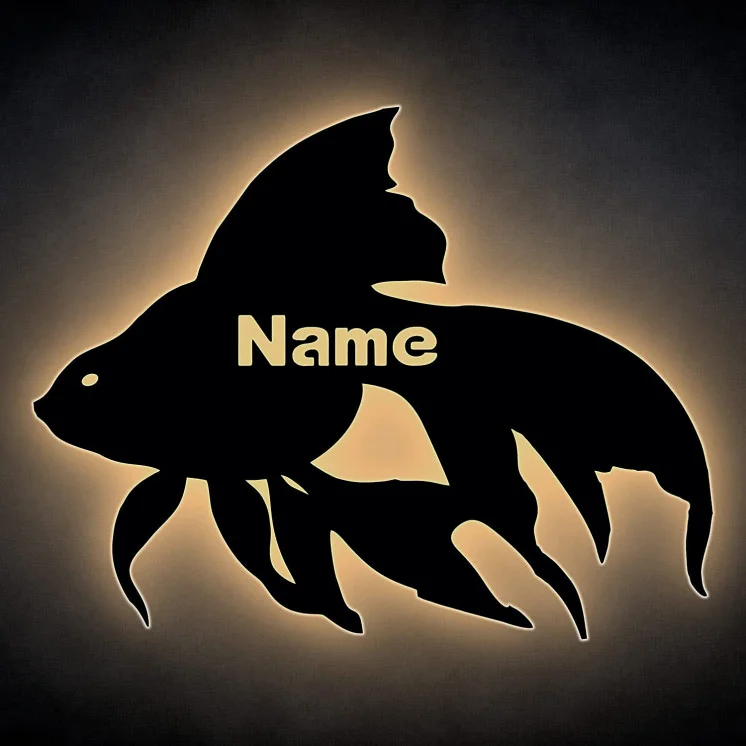Fisch LED Deko Schlummerlicht Nachtlicht Goldfisch Wandlicht Wandlampe personalisiert mit Wunsch Name Lasergravur
