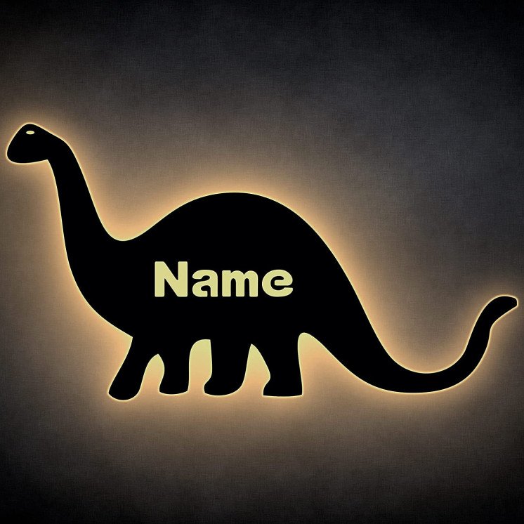 Riesen Dino LED Deko Schlummerlicht Nachtlicht große Dinosaurier Wandlampe personalisiert mit Wunsch Name