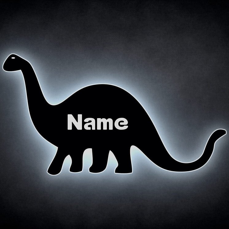 Riesen Dino LED Deko Schlummerlicht Nachtlicht große Dinosaurier Wandlampe personalisiert mit Wunsch Name