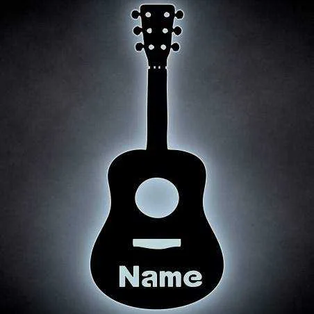 Gitarre LED Deko Schlummerlicht Nachtlicht Guitarre Wandlicht Wandlampe personalisiert mit Wunsch Name