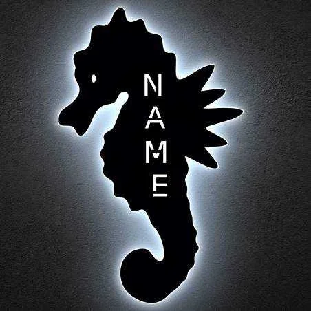 Schlummerlicht Nachtlicht Seepferdchen Spielzeug Tier LED Deko ,personalisiert mit Wunsch Namen