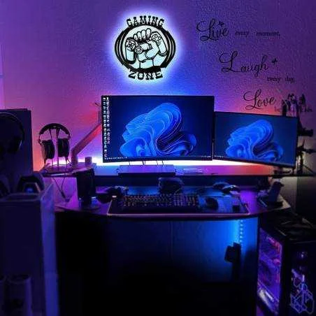 Led Gaming Zone Schild - Gamer Geschenke Zimmer Beleuchtung Wand Deko Lampe