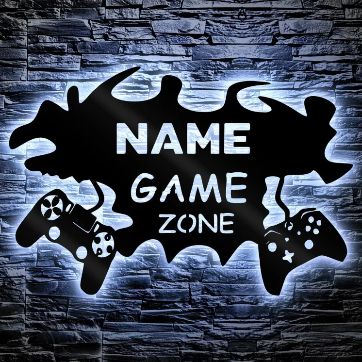 Led GAME ZONE Schild - Gamer Geschenkidee personalisiert Mit Name Zimmer Beleuchtung