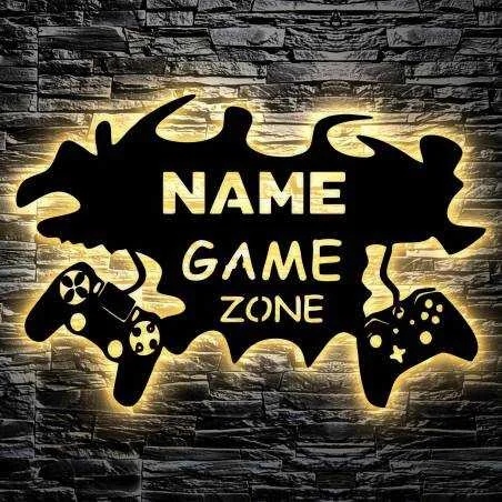 Led GAME ZONE Schild - Gamer Geschenkidee personalisiert Mit Name Zimmer Beleuchtung