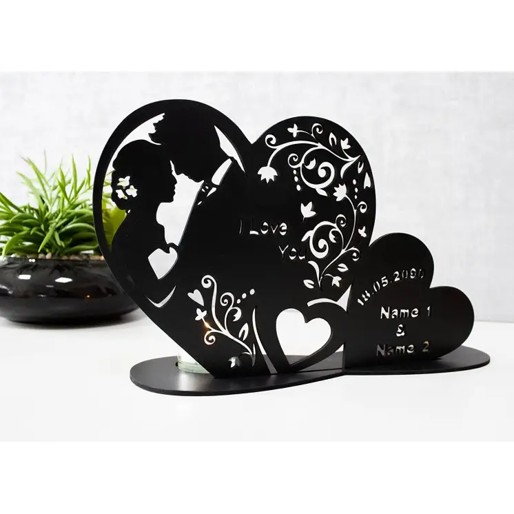 Teelichthalter Herzen - ich Liebe Dich - i Love You Liebesgeschenk personalisiert mit Namen Geschenk zur Hochzeit oder zum