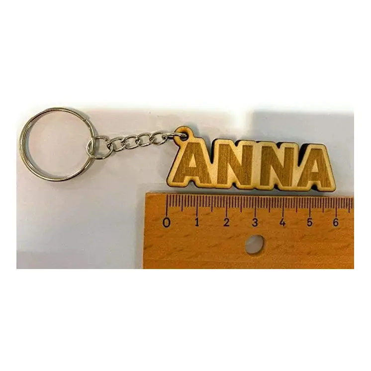 Schlüsselanhänger NAME mit Wunschgravur aus Holz - personalisierte Lasergravur