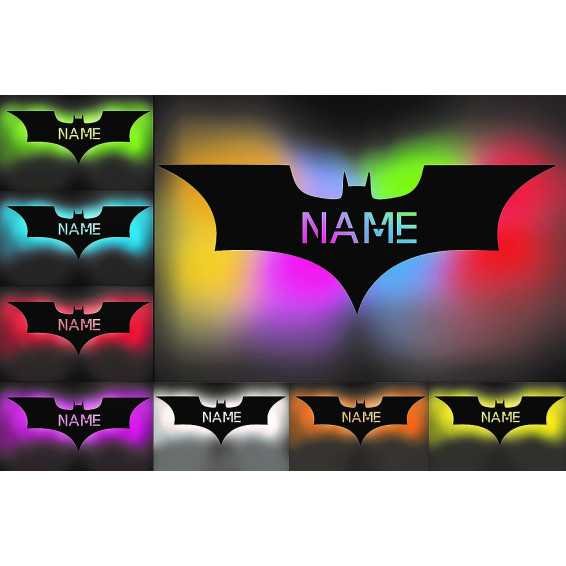 LEON - FOLIEN Fledermaus Led RGB Farbwechsel - Schlummerlicht Nachtlicht personalisiert mit deinem Name - Mit 16 USB LED Farben