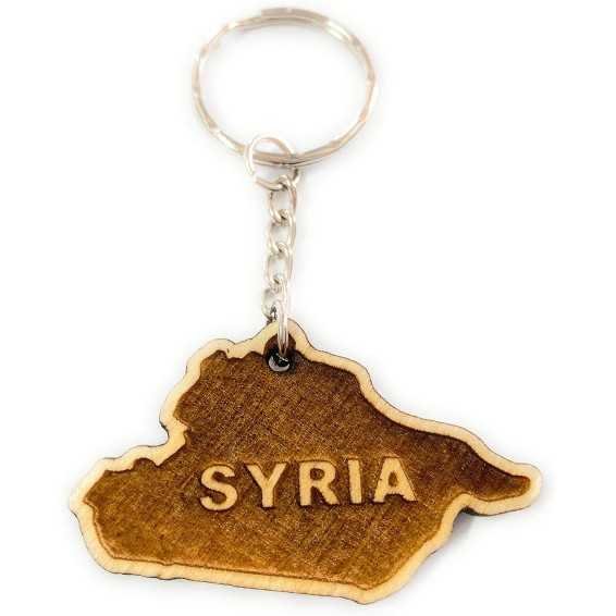 Schlüsselanhänger aus Holz 'Syria' graviert ca. 5cm x 3cm - Handmade in Germany