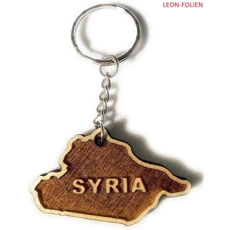 Schlüsselanhänger aus Holz 'Syria' graviert ca. 5cm x 3cm - Handmade in Germany