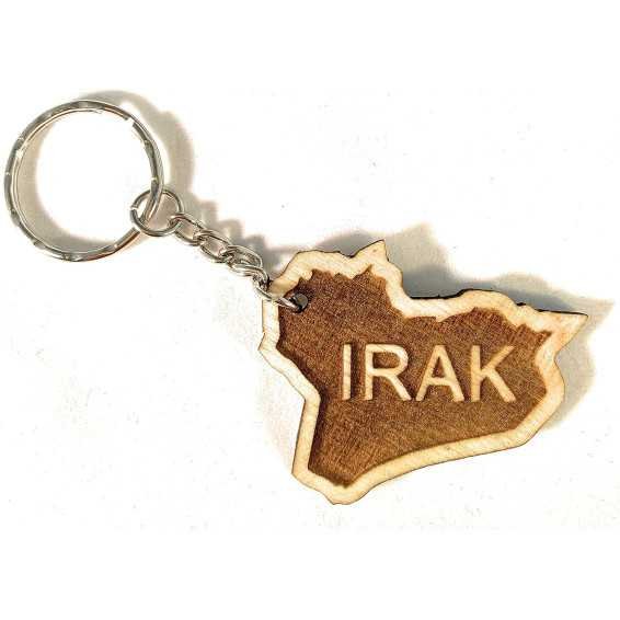 PERFEKTO24 Schlüsselanhänger aus Holz 'IRAK' graviert tolles Geschenk für Frauen und Männer Handmade in Germany 3,5cm x 4,5cm