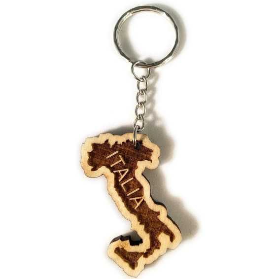 PERFEKTO24 Schlüsselanhänger aus Holz 'Italia' graviert tolles Geschenk für Frauen und Männer Handmade in Germany 5cm x 2,5cm
