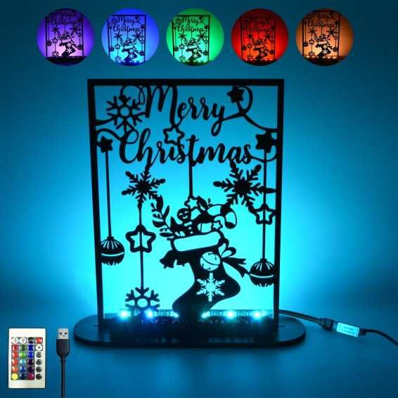 LEON FOLIEN LED RGB personalisierte Merry Christmas Weihnachten Nachtlicht Schlummerlicht Tischdeko Deko,Weihnachtsdekoration