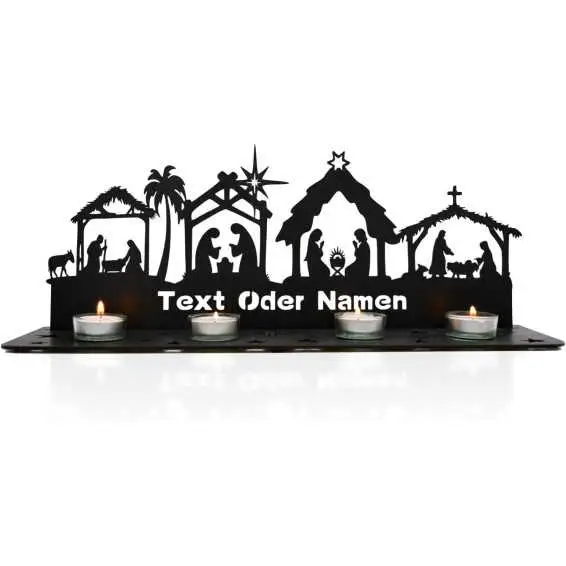 Weihnachten Kerzenständer Teelichthalter 4 Stück,Kerzenhalter Tischdeko Deko,Weihnachtsdekoration Schwibbogen personalisierte