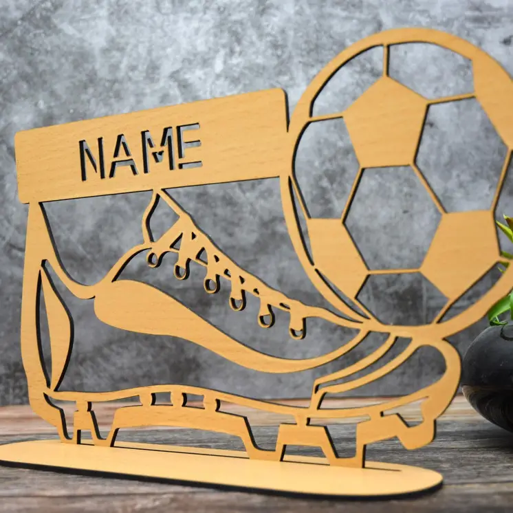 Teelichthalter Fußball personalisiert mit Namen für Kinder Jungs Mädchen Junge zum Geburtstag Tischdeko Geschenke Aus MDF Holz