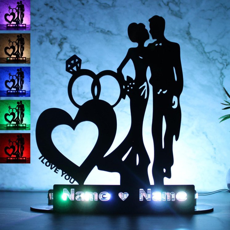 Tischdeko i Love You Herz ich Liebe Dich LED RGB Lampe personalisiert mit Namen zum Geburtstag Oder zur Hochzeit oder zum