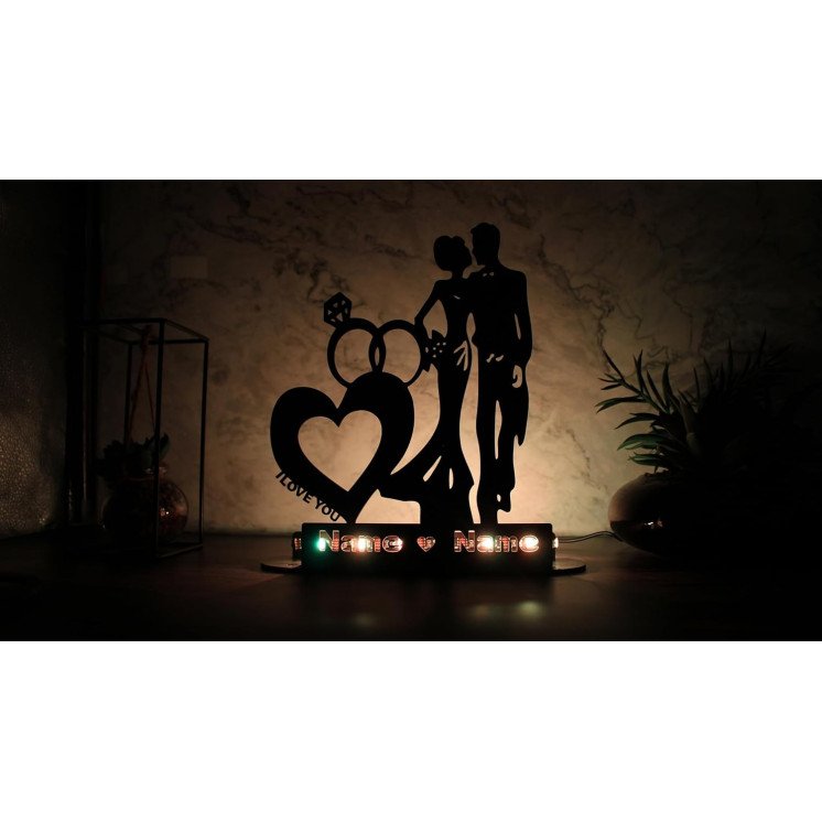 Tischdeko i Love You Herz ich Liebe Dich LED RGB Lampe personalisiert mit Namen zum Geburtstag Oder zur Hochzeit oder zum