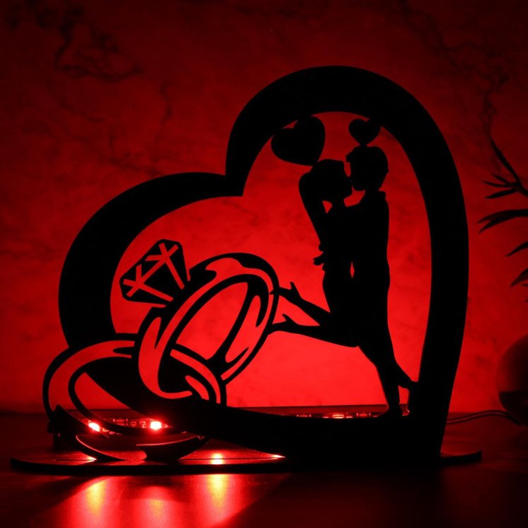 LEON FOLIEN Led RGB Lampe Hochzeitsgeschenk Eheringe Liebesgeschenk Tischdeko ich Liebe Dich personalisiert mit Namen zum